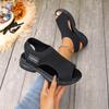 Women Plus Size Slip On Knit Open Toe Casual Sandals Lightweight Breathable Summer Shoes with Flexible Sole for Daily Wear