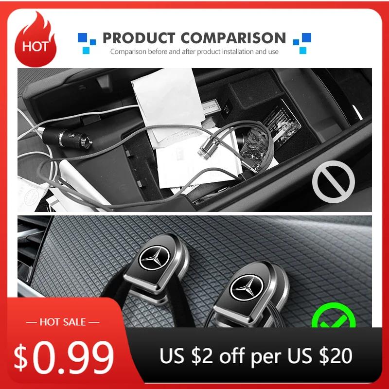 2025 Caliente 4pcs Ganchos de Pegar para Coche Colgador de Almacenamiento USB Accesorios Interiores Para Mercedes Benz AMG Clase A C E S G W201 W210 W108 W204