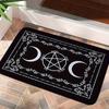 Occult Moon Pentagram Doormat Wiccan Element Symbol Print Black and White Gothic Floor Rug for Home Porch Living Room Bedroom
