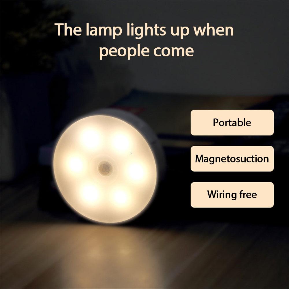 LED Smart Night Light USB Rechargeable Dimmable Night Lamp Wireless Closet Light For Bedroom Kitchen Cabinet Light Motion Sensor