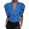 Women S Short Sleeve V Neck Ruffle Shirt Summer Casual