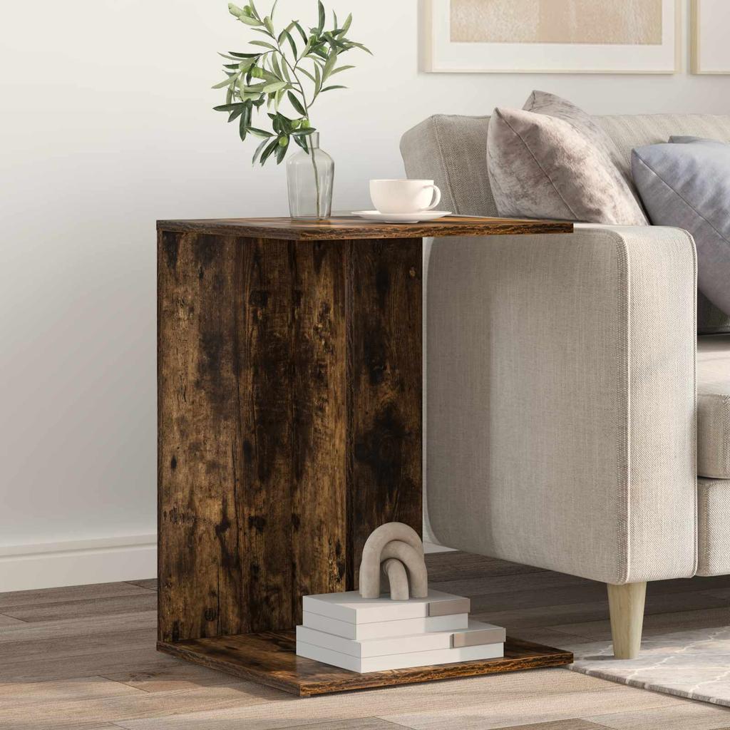 Side Table Smoked Oak 45 x 40 x 62.5 cm Engineered Wood