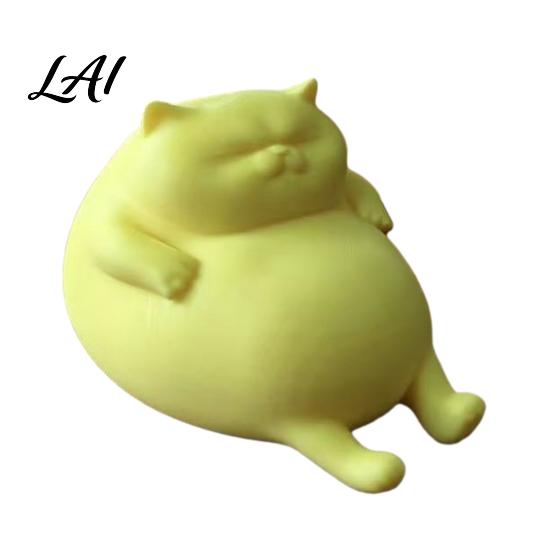 PLA Plastic Cat Ornament 3D Printed Fat Figurine Cute Lazy Statue Healing Statue Minimalist Tabletop for Office Desk And Shelf Decor Decorations