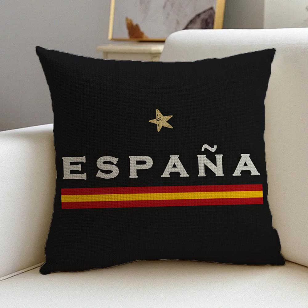 Cushion Cover Cushion Cover Pillowcase, Anti-Mite Invisible Zipper, Linen Sofa Cushion S-Spain Flag