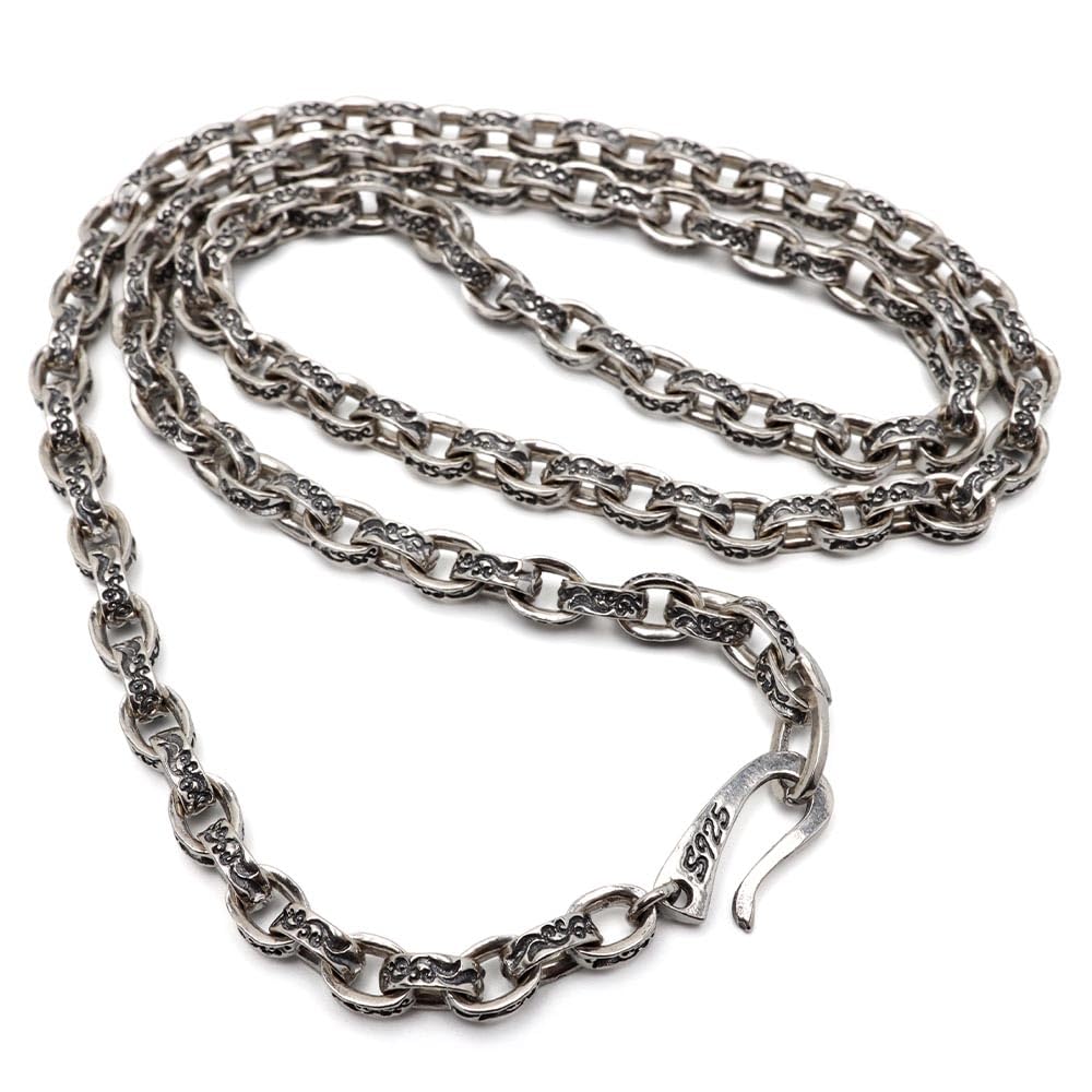

Silver 925 Arabesque Necklace Arabesque Paper Chain 4mm Width Silver Metal Allergy Friendly [Silver KYASYA] Men s (45cm)