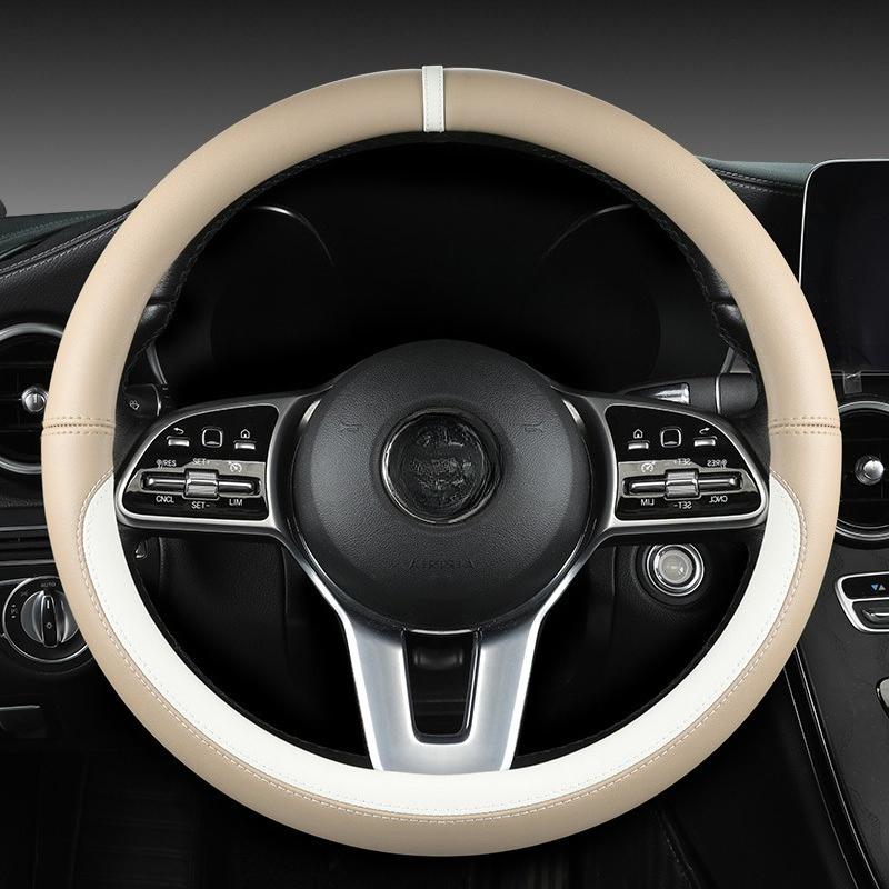 

New car steering wheel cover breathable and anti-slip car decoration 37-38 cm steering wheel cover accessory бежевий