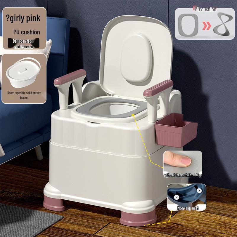 Portable Toilet Chair with Armrests for Elderly, Indoor Use, Bedside Commode for Pregnant Women.