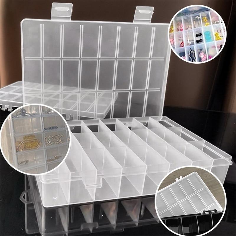 Praktische 24 Grids Fach Kunststoff Lagerung Box Schmuck Ohrring Perle Schraube Halter Fall Display Organizer Container