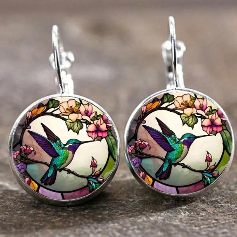 Cute Round Hummingbird Glass Dome Cabochon Pendants Necklaces Fashion Bird Rainforest Jewelry Accessories