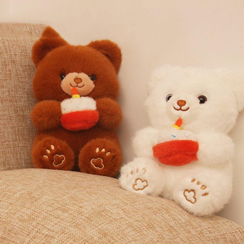 Fluffy Cake Bear Plush Toy Sitting Animal Plush Doll Stuffed Bear Doll  Kids Holiday Gifts