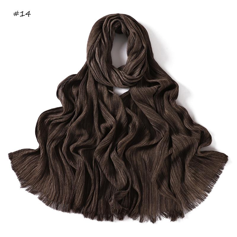 Neuankunft Damen Muslimischer Schal Schals Einfarbiges Kopftuch Wickeltücher Große Größe Einfaches Knitter-Viskose Hijab Islamischer Turban Kopfbänder Foulard