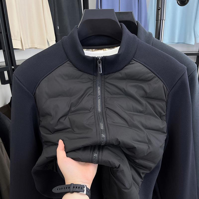 Men s 2025 Winter Patchwork Down Jacket - 90% White Duck Fleece Fashion Outerwear XL чёрный