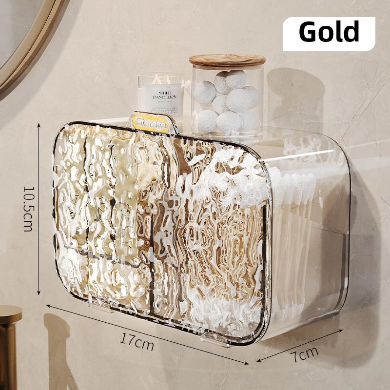 Boîte de rangement murale transparente pour maquillage, avec couvercle, pour cotons, cosmétiques, accessoires de salle de bain