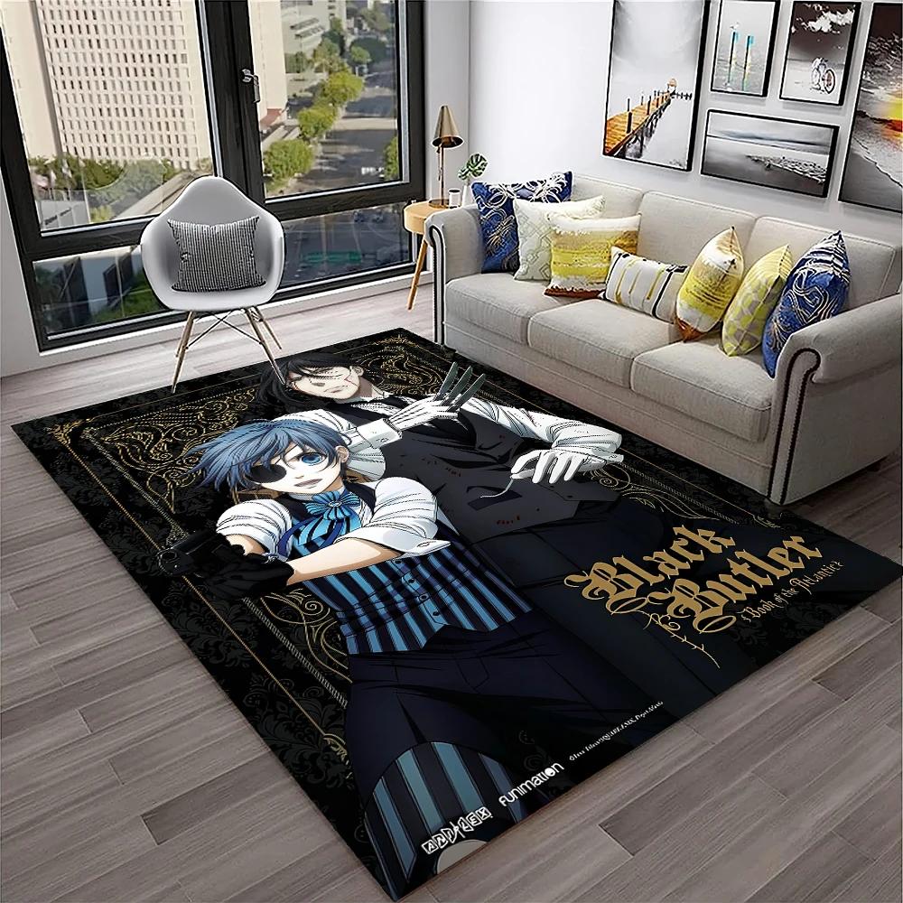 3D Anime Black Butler Cartoon Carpet Rug for Home Living Room Bedroom Sofa Doormat Decor,kids play Area Rug Non-slip Floor Mat