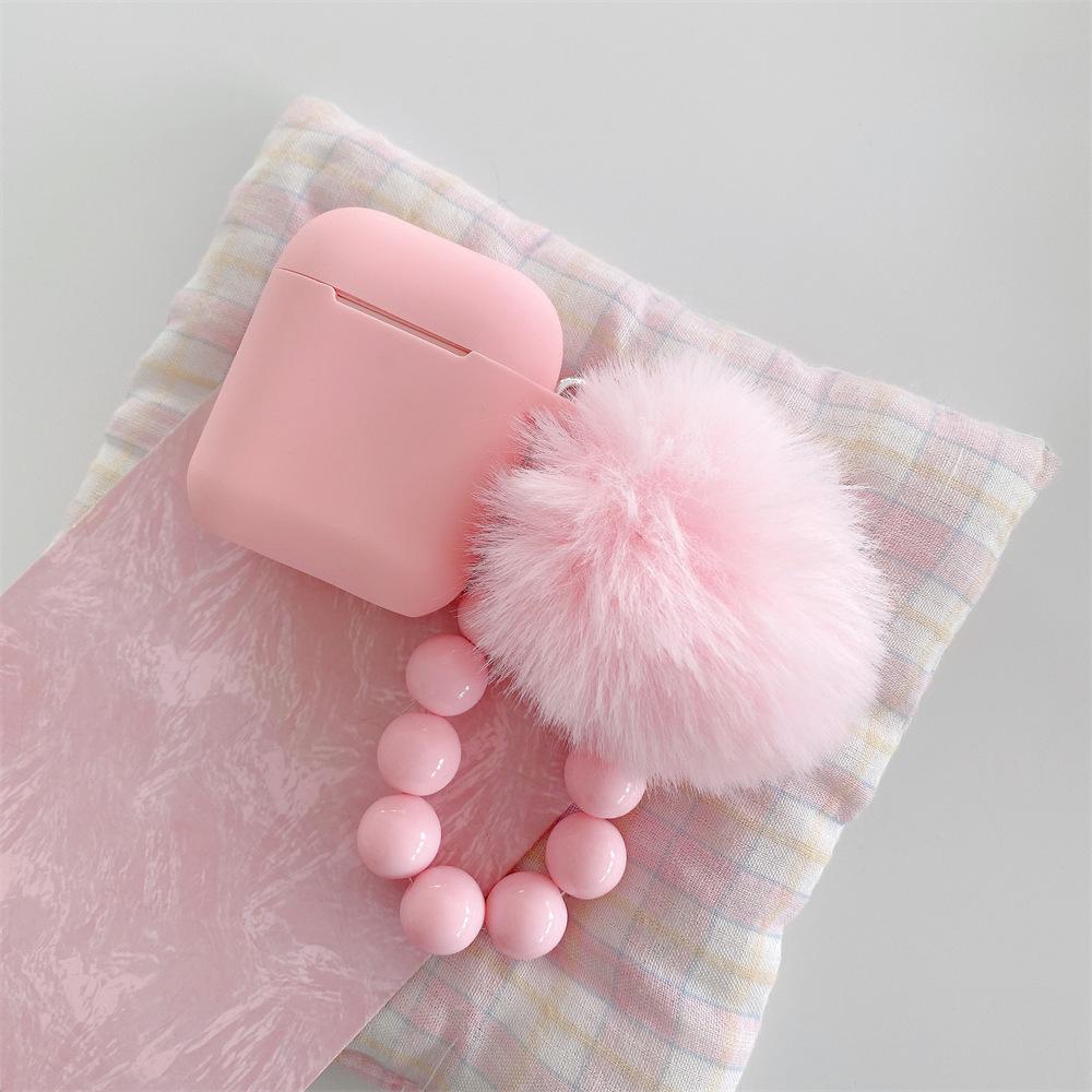 Solid color hairball bead chain for AirPods pro1 generation protective cover 1 generation pro1 generation apple bluetooth headset case