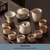 beige ru kiln imperial handle pot gaiwan - 8 cups, 13-piece