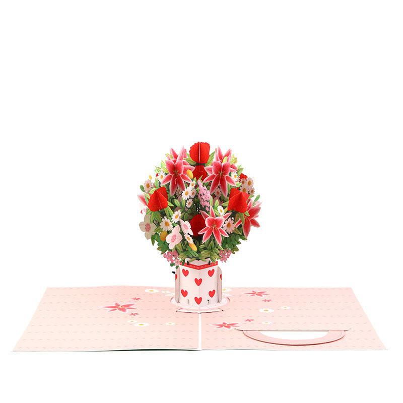 Ewige Blüte Popup-Karte für Valentinstag und Muttertag mit Laserschnitt-Motiv