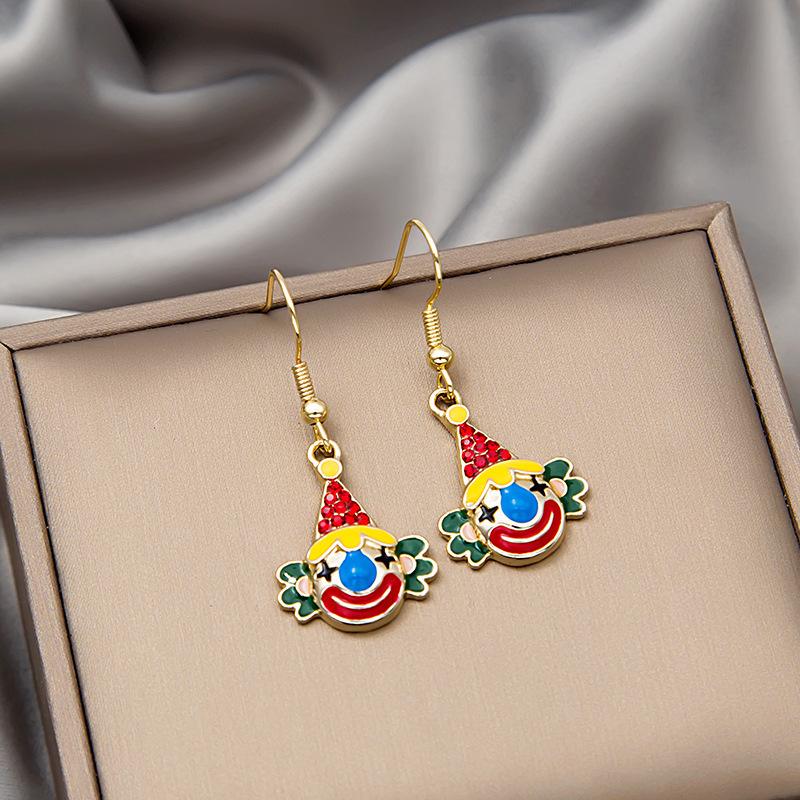 Fun Cartoon Asymmetrical Oil Drop Earrings, Guochao Panda Animal Fruit Earrings, Cute Mushroom Leaf Earrings