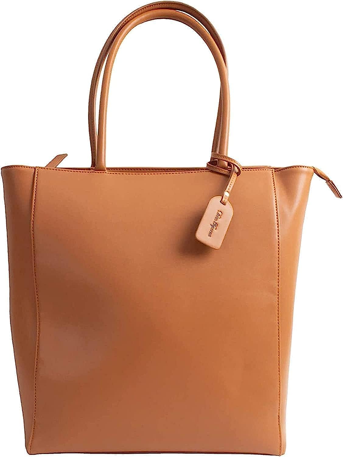 

Сумка-тоут для мужчин и женщин из натуральной ПУ 13 на плечо коричневая [Dom Teporna], вертикальная, деловая, на молнии, с ручкой, кожаная, с дном, кожаная, прочная, А4, для ПК,