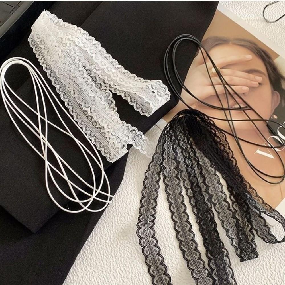 Flower Pattern Lace Clavicle Scarf Sweet Clavicle Chain Ribbon Choker Necklace  Wedding Party