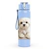1PC Tiny White Puppy Standing Up 750ml Color Plastic Sports Water Bottle Leakproof Flip Straw Lid Suitable for Sports Office Home Use