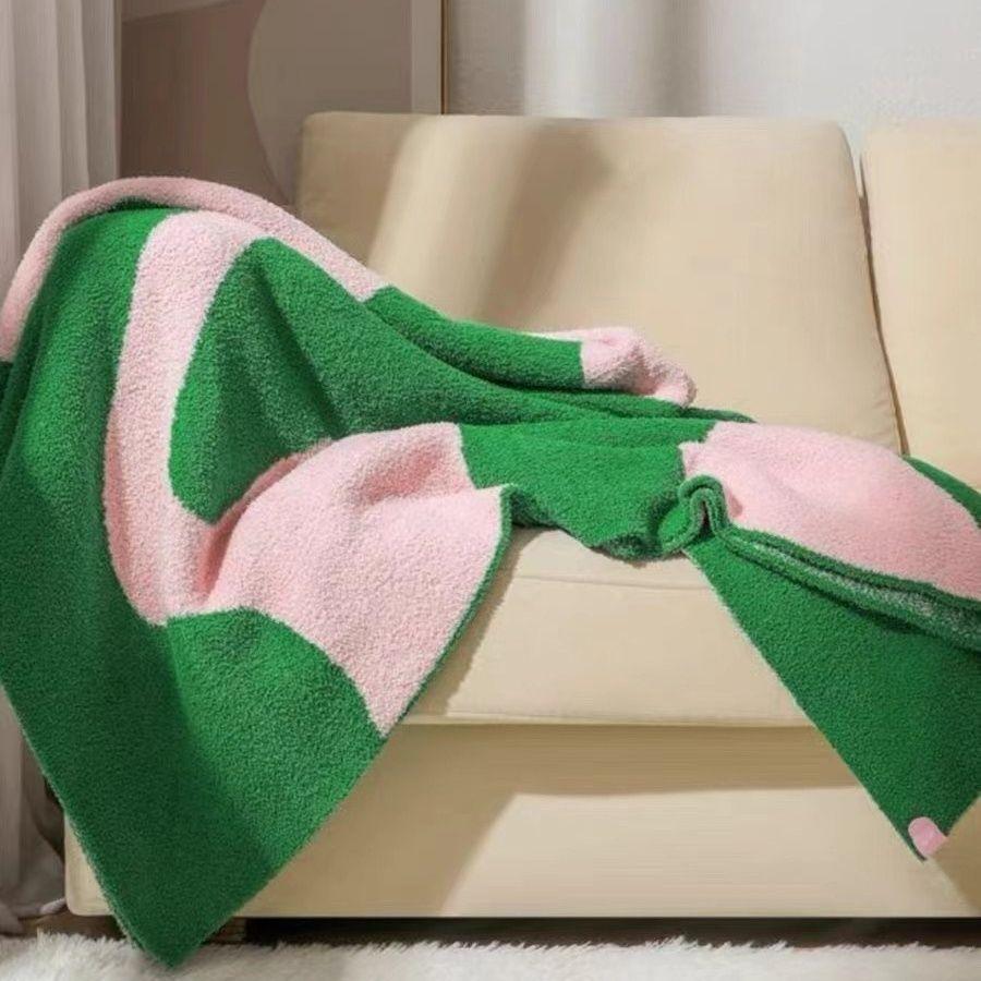 Nordic Knitted Half-Fleece Throw Blanket - Dopamine Sofa Cover for Office AC Naps (Single Size)