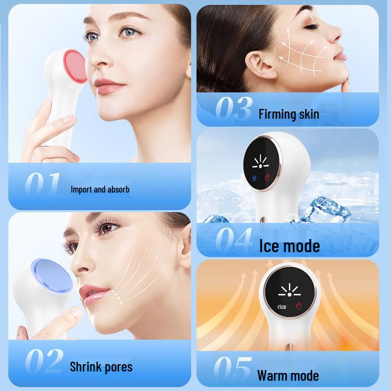 Hot & Cold Facial Ice Hammer: Pore Minimizer & Red/Blue Light Therapy Device