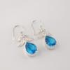 Swiss Blue Topaz Gemstone 925 Sterling Silver Jewelry Handmade Women Earrings 1.84" CE-27-3