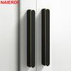 NAIERDI American Style Black Cabinet Handles Aluminum Alloy  Long Furniture Handle Kitchen Cupboard Pulls Drawer Knobs Hardware