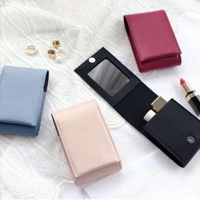 Fashion PU Lipstick Bag Pouch Storage Mini Cosmetic Bag With Mirror Portable Makeup Bag Women Girl