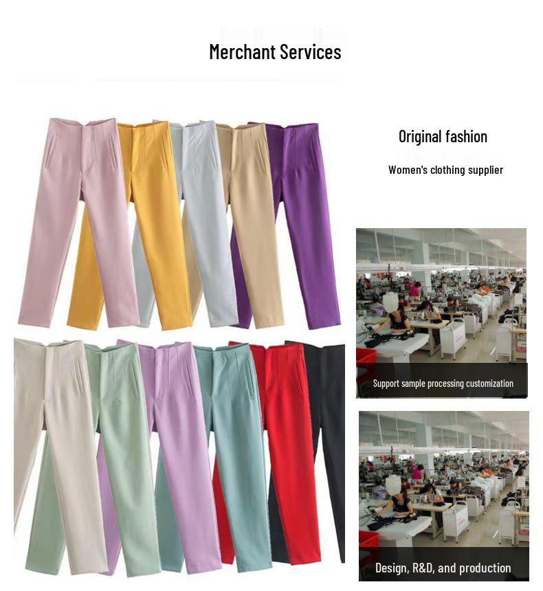 Women's Slim Fit Ruched Straight-Leg Formal Pants