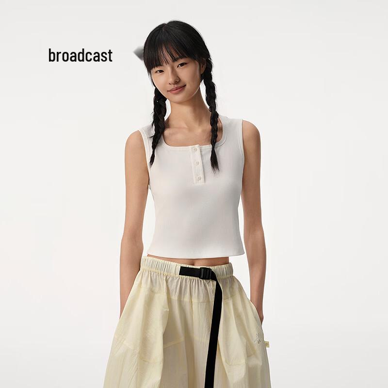 Women s Square Neck Ribbed Sleeveless Slim Fit Crop Top S снег белый