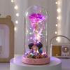 Gold Rose Glass Cover Ornament with Light Music To Send Valentine's Day Women's Day Immortal Flower Creative Gift