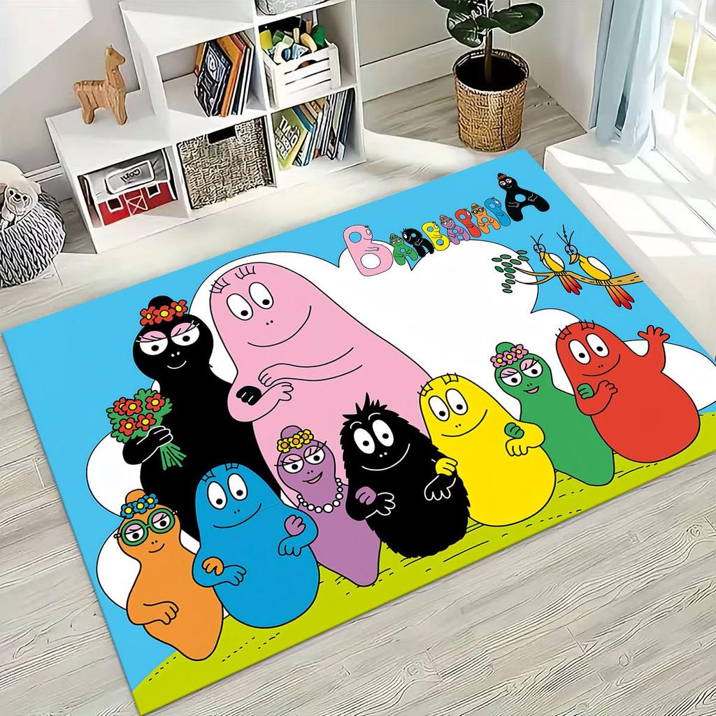 Cartoon Les Barbapapa Barbamama Family Rug for Bedroom Living Room Sofa Home Doormat Decor, Large Kids Play Non-slip Floor Mat