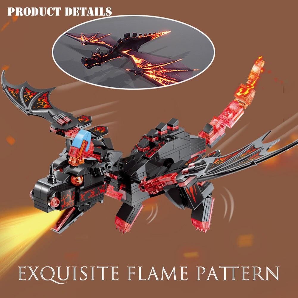 BZDA Game World Block Series Lava Blacks Dragon Model Flying Dragon Game Role Action Figures Bricks Boy Kids Toys Christmas Gift