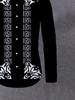 Classic Black And White Greek Pattern Men'S Shirt: The Black Body Is Paired with a Classic White Greek Key Design And Distinctive Floral Accents,