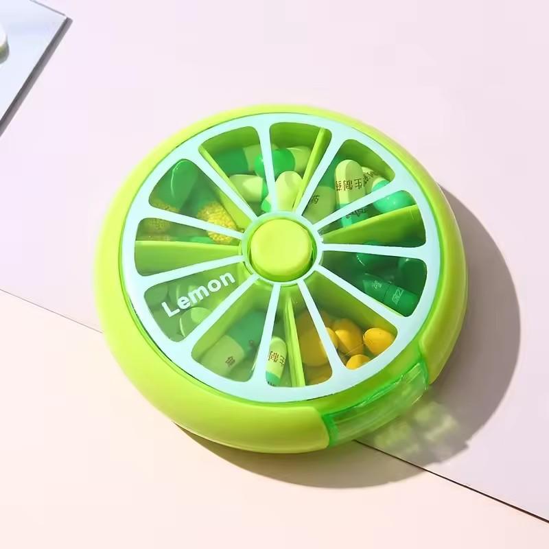 1pc Portable Pill Box Weekly Rotating Split Fruit Points Drug Carry With You Mini Medicine Boxs Medicine Travel Pillbox