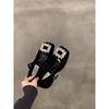 Thick heel high heels retro square head rhinestone Mary Jane small leather shoes women's shoes 2025 spring autumn winter black single shoes