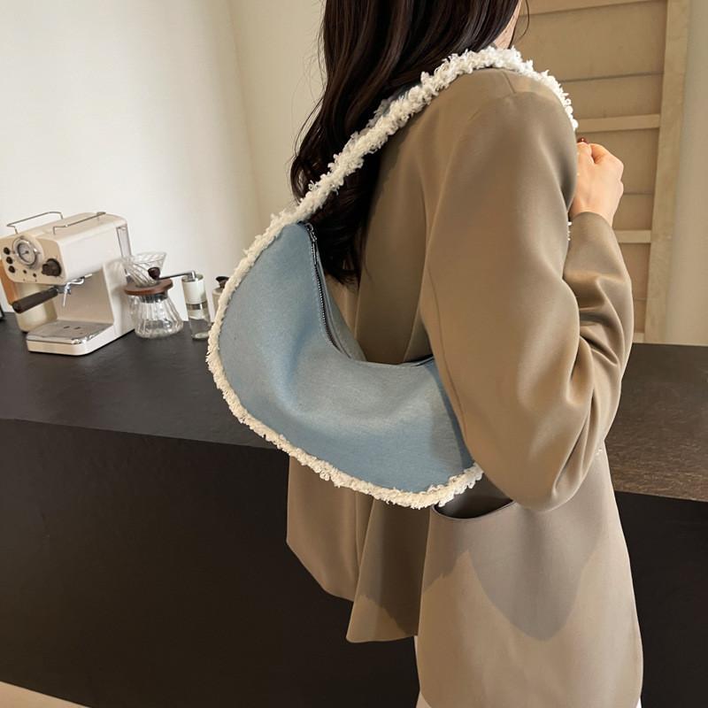 Chic Blue Casual Underarm Bag Fashionable Unique Aesthetic For Everyday Use