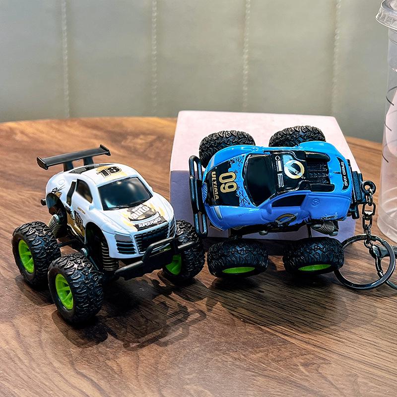 Mini Pull-Back Cartoon Car Keychain Pendant - Trendy Cool Toy Ornament & Claw Machine Gift