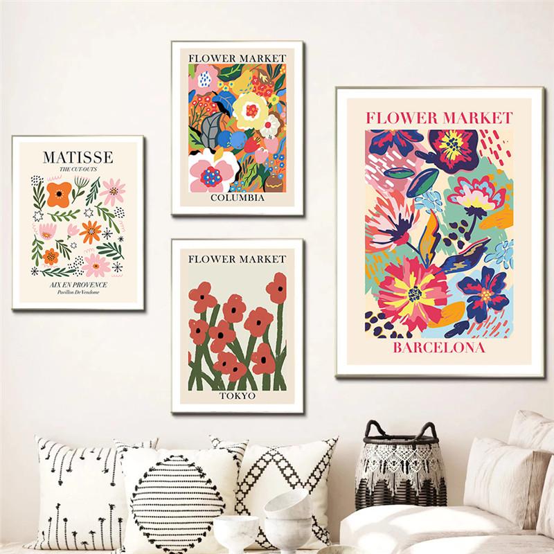 

Абстрактный постер Матисса, холст, картина, настенное искусство, цветочный рынок, плакат с растениями и принты, украшение для гостиной, домашний декор, изображение
