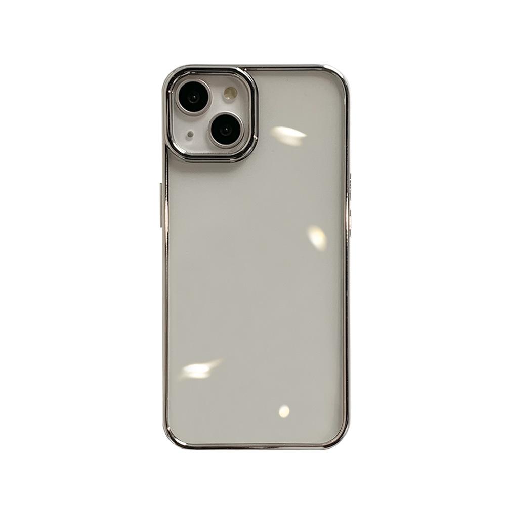 Electroplated transparent case 14promax mobile phone case 13 Apple 15 protective case iPhone12 soft case 11 large hole couple