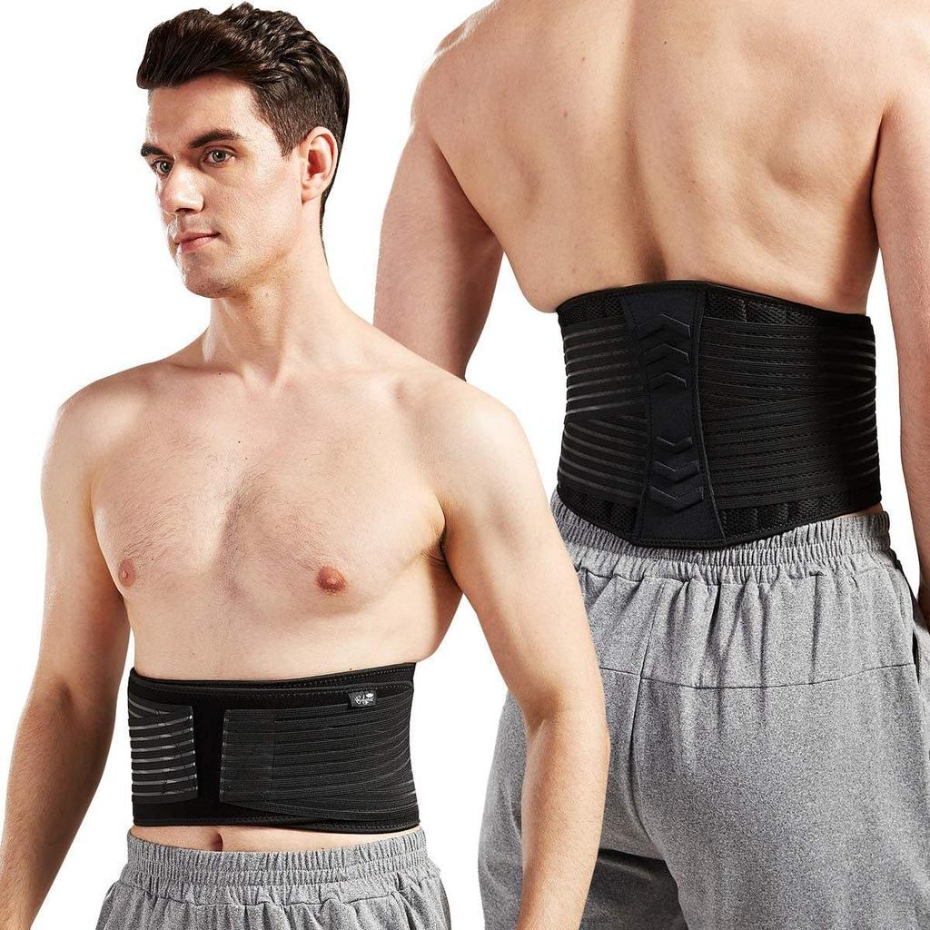 Adult Unisex Breathable Soft Polyester Adjustable Height Lumbar Support Brace with Basic Protection and Lower Back Pad