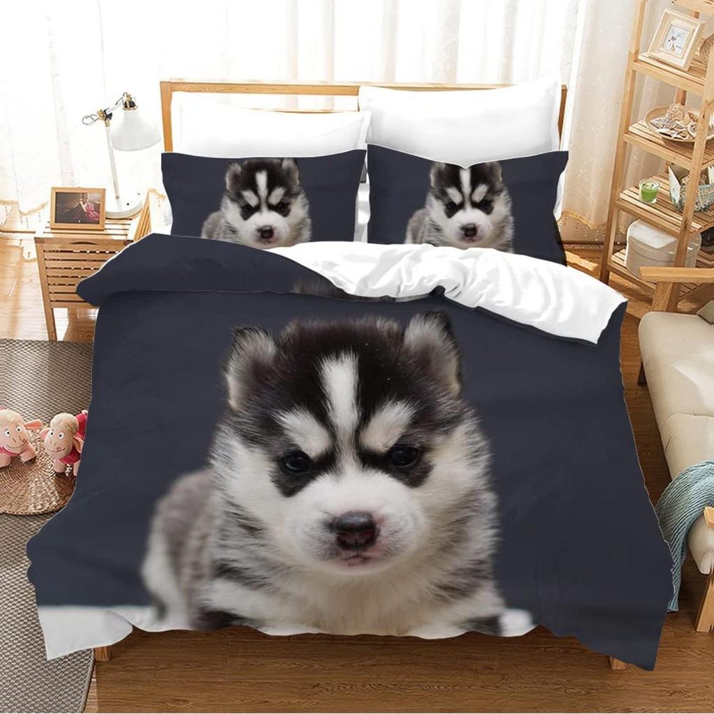 Lovely Husky Duvet Cover Set 3d Puppy Dog Husky Bedding Set Cute Dog Quilt Cover Twin Single Queen King Size Fashion Modern Gift
