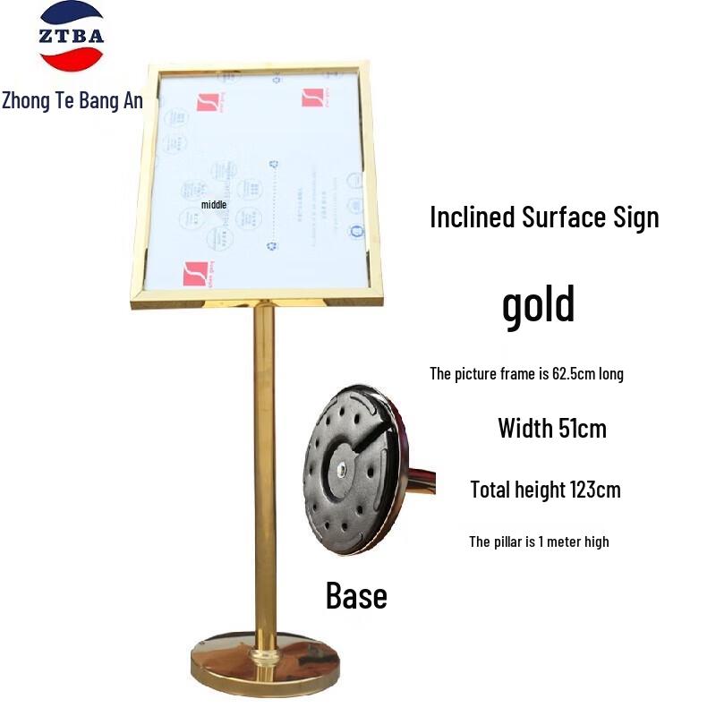 Stainless Steel Slanted Display Sign Standard