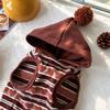 Warm Dog Four-Legs Clothes Heart Pattern Pet Jumpsuit Striped Dog Hoodie  Outdoor Activity