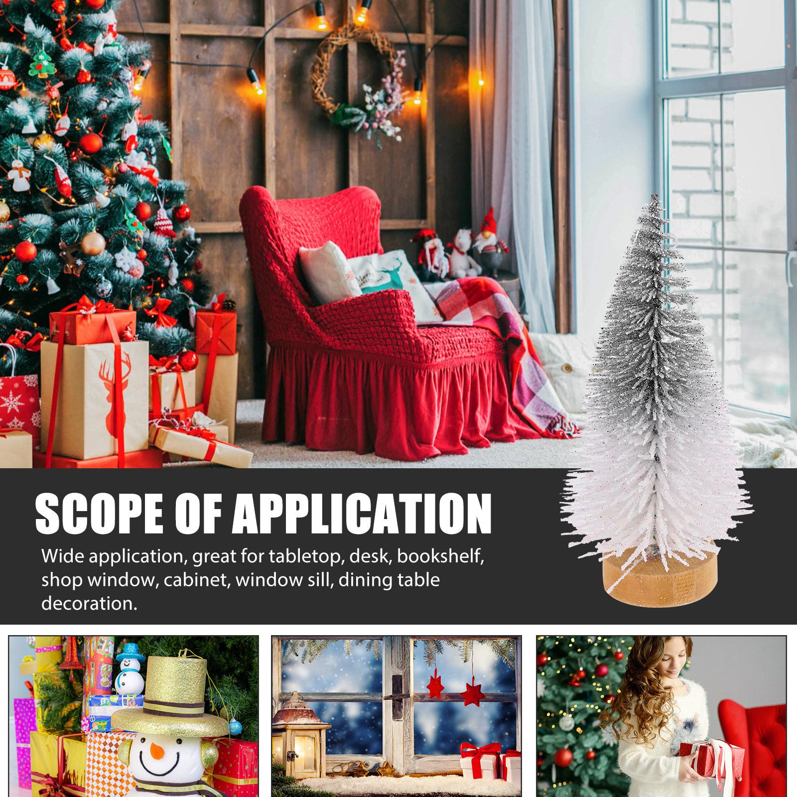 

4Pcs Mini Artificial Christmas Tree Decor with Wooden Base Realistic Festive Tabletop Desktop Bookshelf Window Sill Cabinet other