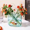 Trendige Glas-Handtaschen-Vase, Kreative Blasen-Fischglas-Blumenvase für Tischplatte, Hydroponische & Dekorative Blumen