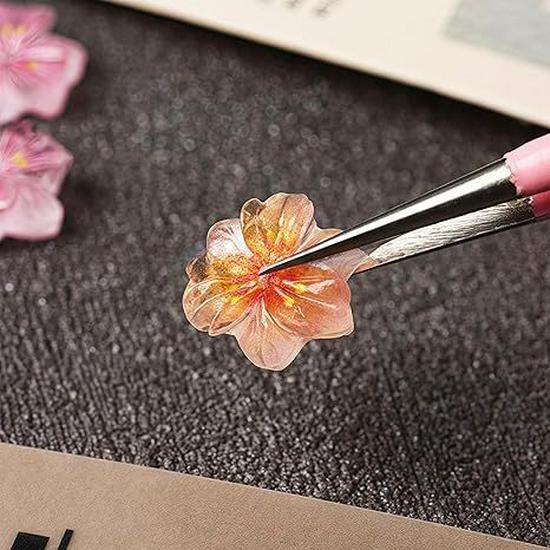 Transparent Five-Petal Flower Nail Art Decorations - Peach Blossom Design