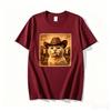 Funny Cowboy Cat Meme T Shirt Unisex Western Graphic Tee Weird Cat Lover Tshirts Retro Meme T Shirts Casual Round Neck Printed Tops